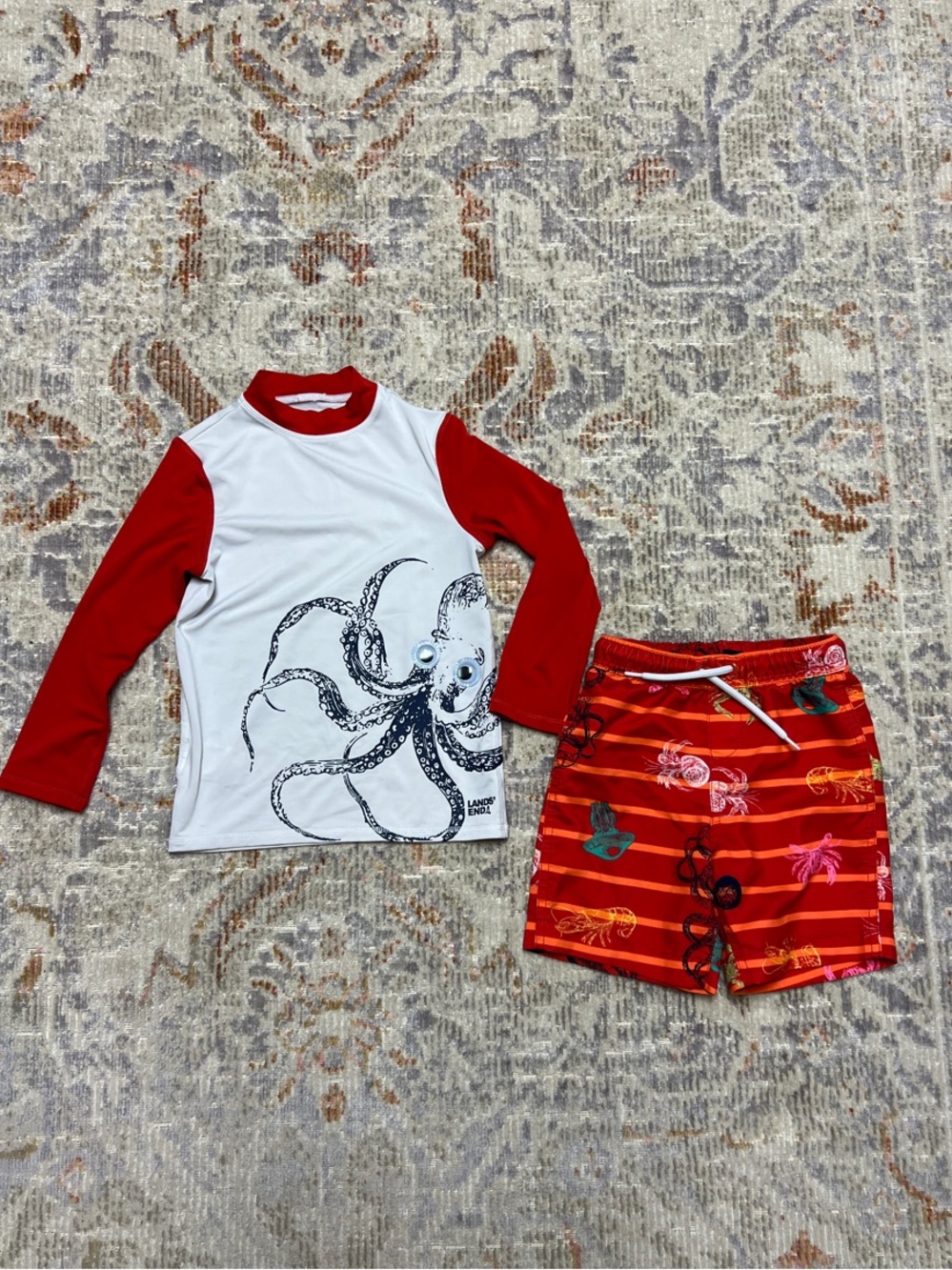 Lands' End Googly-Eye Octopus Rashguard and Truncks Set